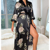 Femmes à imprimé floral robe de profondeur V Deep Necy Luxury Silk Nightwear